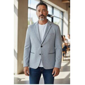 HIP ZARA MEN'S GREY BLAZER, L, STYLISH CLASSIC SLIM FIT STRETCH COMFY